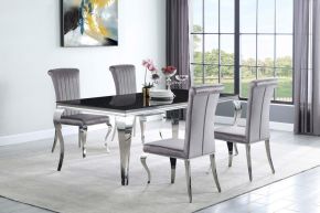 CoasterElevations 115071-S5G Carone - 5 Piece Rectangular Glass Dining Set - Chrome And Gray