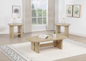 Coaster Fine Furniture 706588-S3 Kailani - 3-Piece Coastal Coffee And End Table Set - Beige Oak