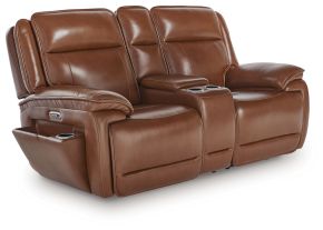 Signature Design by Ashley® U1120418 Healy Pier - Power Reclining Loveseat With Console / Adj Headrest - Chocolate