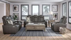 Signature Design by Ashley® 93003/15/18/13 Hyllmont - Gray - 3 Pc. - Power Sofa, Loveseat, Recliner