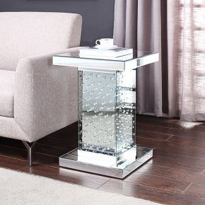 ACME 81412 Nysa - 26" End Table - Mirrored & Faux Crystals
