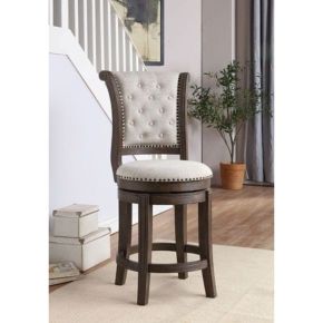 ACME 96455 Glison - Counter Height Chair (Set of 2) - Beige Fabric & Walnut