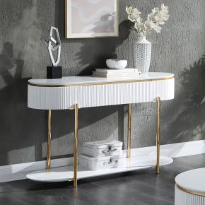 ACME LV02466 Daveigh - Sofa Table - White High & Gold