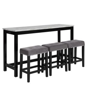 New Classic D400-B3S-GRY Celeste - 4 Piece Dining Set (Theater Bar Table & 3 Stools) - Gray
