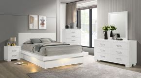 CoasterEssence 202990KE-S5 Jessica - 5 Piece King LED Bedroom Set - Cream White