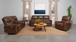 Coaster Fine Furniture 610264P-S3 Greenfield - 3 Piece Power Reclining Sofa Set - Saddle Brown