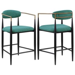 Coaster Fine Furniture 121185 Tina - Fabric Upholstered Counter Chair (Set of 2) - Green
