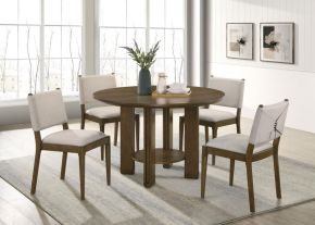 Coaster Fine Furniture 193660-S5 Ottowa - 5 Piece Round Wood Dining Room Table Set - Brown