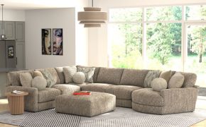 Jackson 3145/63/59/31/96/28-28 Turner - 5 Piece Sectional With RSF Cuddler With Cocktail Ottoman - Mushroom