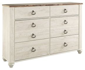 Signature Design by Ashley® B267-31 Willowton - Six Drawer Dresser - Brown / Beige / White