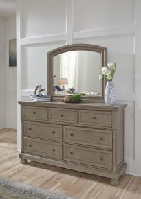 Signature Design by Ashley® B733/31/36 Lettner - 7 Drawer Dresser, Mirror - Light Gray