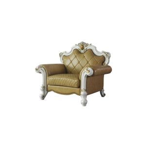 ACME 58212 Picardy - Chair With Pillow - Butterscotch Synthetic Leather & Antique Pearl