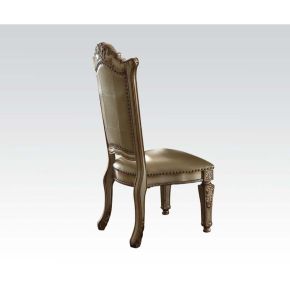 ACME 63003 ACME 63003 Vendome - Side Chair (Set of 2) - Bone Synthetic Leather & Gold Patina