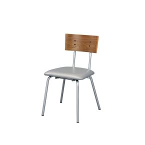 ACME 72907 Jurgen - Side Chair (Set of 2) - Gray Synthetic Leather, Oak & Silver
