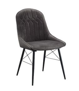 ACME 74016 Abraham - Side Chair (Set of 2) - Dark Gray Fabric & Black