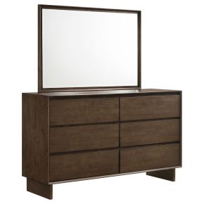 Coaster Fine Furniture 225013M Glenwood - 6-Drawer Dresser And Mirror - Warm Brown