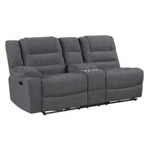 New Classic U2540-L25-GRY Redondo - LAF Console Loveseat With 2 Recliners - Dark Gray