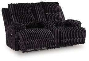 Signature Design by Ashley® PC4280596 Rhine Falls - Double Reclining Power Loveseat With Console - Onyx
