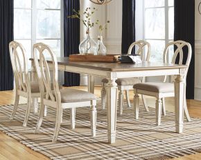 Signature Design by Ashley® D743/45/02(4) Realyn - White - 5 Pc. - Extension Table, 4 Ribbonback Side Chairs