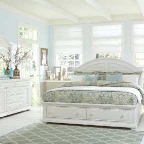 Liberty Furniture 607-BR-QSBDM Summer House - 3 Piece Bedroom Set (Queen Storage Bed, Dresser & Mirror) - White