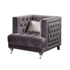 ACME 55267 Hegio - Chair With Pillow - Gray Velvet