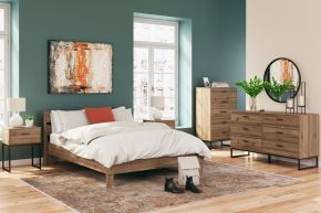 Signature Design by Ashley® EB1866/231/245/157/113/291(2) Deanlow - Honey- 6 Pc. - Dresser, Chest, Queen Platform Panel Bed, 2 Nightstands