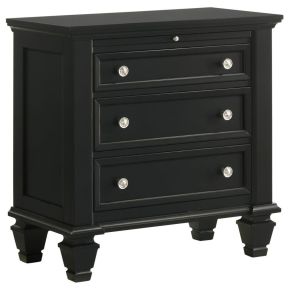 CoasterEssence 201322 Sandy Beach - 3-Drawer Nightstand - Black