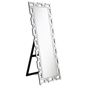 CoasterEssence 961634 Tavin - Geometric Frame Standing Mirror - Silver