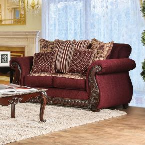 Furniture of America SM6110-LV Tabitha - Loveseat - Wine / Gold