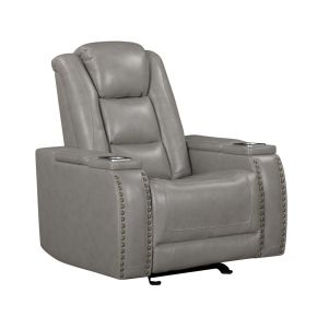 New Classic L3183A-13P2-LGY Breckenridge II - Glider Recliner With Power Headrest & Footrest - Light Gray