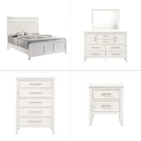 New Classic 00-677W-35C Andover - 5/0 Queen 5 Piece Bedroom Set (Bed & Dresser & Mirror & Chest & Nightstand) - White