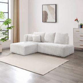 ACME LV04260 Manya - Sectional Sofa - Ivory Corduroy