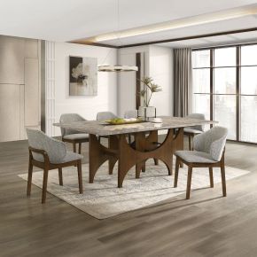 ACME DN07060 Oleia - Dining Table With Engineered Marble - Natural Marble & Walnut