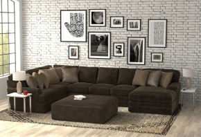 Jackson 4376/62/76/30/28-49 Mammoth - 3 Piece Sectional With Cocktail Ottoman (RSF Chaise) - Chocolate