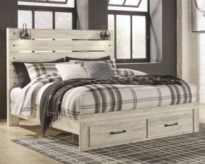 Signature Design by Ashley® B192/58/56S/97 Cambeck - Whitewash - King Panel Bed With 2 Storage Drawers