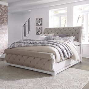 Liberty Furniture 244-BR-QUSL Magnolia Manor - Queen Upholstered Sleigh Bed - White