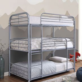 Furniture of America CM-BK937SV Opal - Twin Triple Decker Bed - Silver