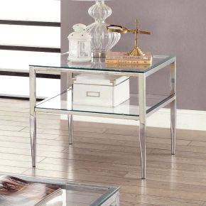 Furniture of America CM4162CRM-E-PK Tanika - End Table - Pearl Silver