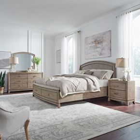 Liberty Furniture 805-BR-KPBSDMN Avalon - 4 Piece Bedroom Set (King Panel Storage Bed, Dresser & Mirror, Nightstand) - Burnished Beige