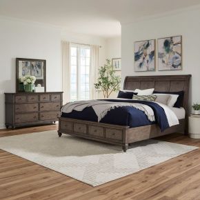 Liberty Furniture 104G-BR-KSBDM Liberty Furniture 104G-BR-KSBDM Twin Lakes - 3 Piece Bedroom Set (King Storage Bed, Dresser & Mirror) - Gray