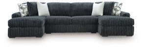 Signature Design by Ashley® 98105S7 Midnight-Madness - 3-Piece Double Chaise Sectional - Gunmetal
