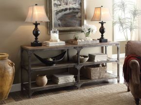 ACME 72680 Gorden - Accent Table - Weathered Oak & Antique Silver - 30"