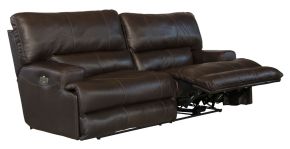 Catnapper 764581-1283/09-3083/09 Wembley - Italian Leather Match Power Lay Flat Reclining Sofa With Power Adjustable Headrest & Lumbar - Chocolate