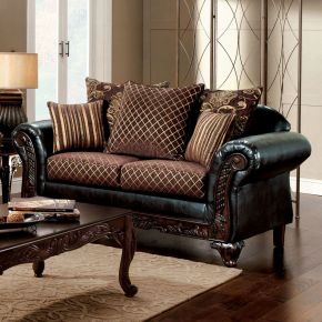 Furniture of America SM7635N-LV San Roque - Loveseat - Brown / Espresso / Dark Cherry
