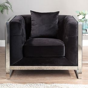 Furniture of America CM6748BK-CH Evadne - Chair With Pillow - Black