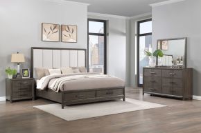 New Classic 00-6001-34N Landon - 5/0 Queen 4 Piece Bedroom Set (Bed, Dresser, Mirror, Nightstand) - Gray