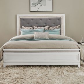 Liberty Furniture 781-BR13HU Liberty Furniture 781-BR13HU Reflections - Queen Upholstered Panel Headboard With Lights - Pearl White