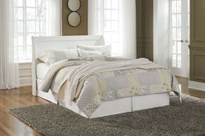 Signature Design by Ashley® B129/77/B100-31 Anarasia - White - Queen Sleigh Headboard With Bolt On Bed Frame