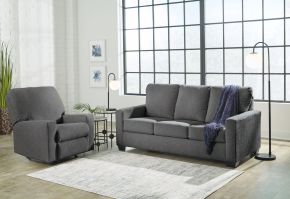 Signature Design by Ashley® 53602/36/25 Rannis - 2 Pc. - Full Sofa Sleeper, Rocker Recliner - Pewter