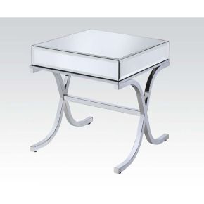 ACME 81197 Yuri - End Table - Mirrored Top & Chrome